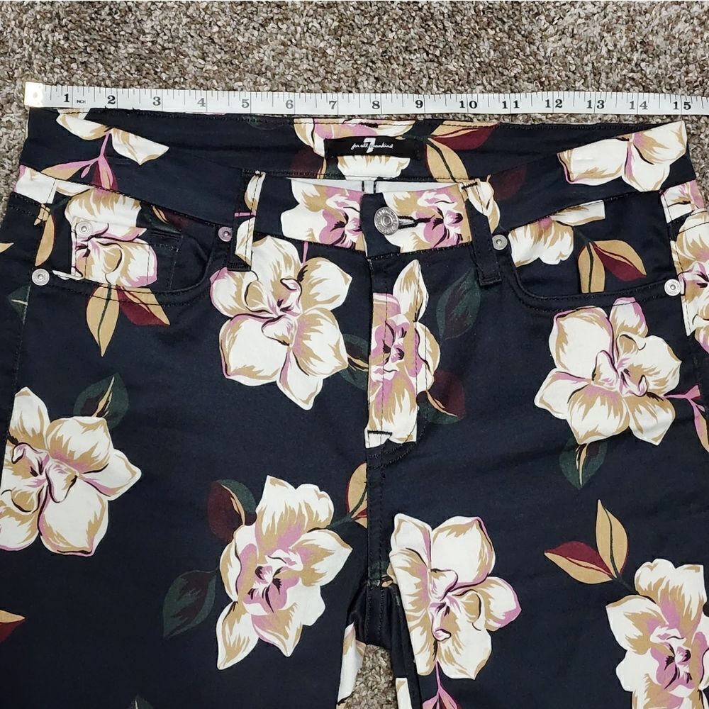 7 for all mankind Navy Blue Floral spring Print Ankle Skinny Jean - Picture 5 of 16